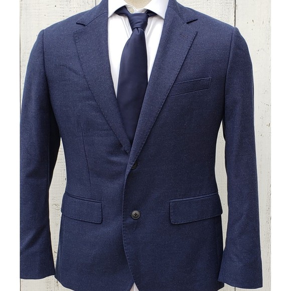 Bonobos Italian Stretch Wool Flannel Blazer Suit Jacket Bright Navy Men 40R Slim - Picture 10 of 13